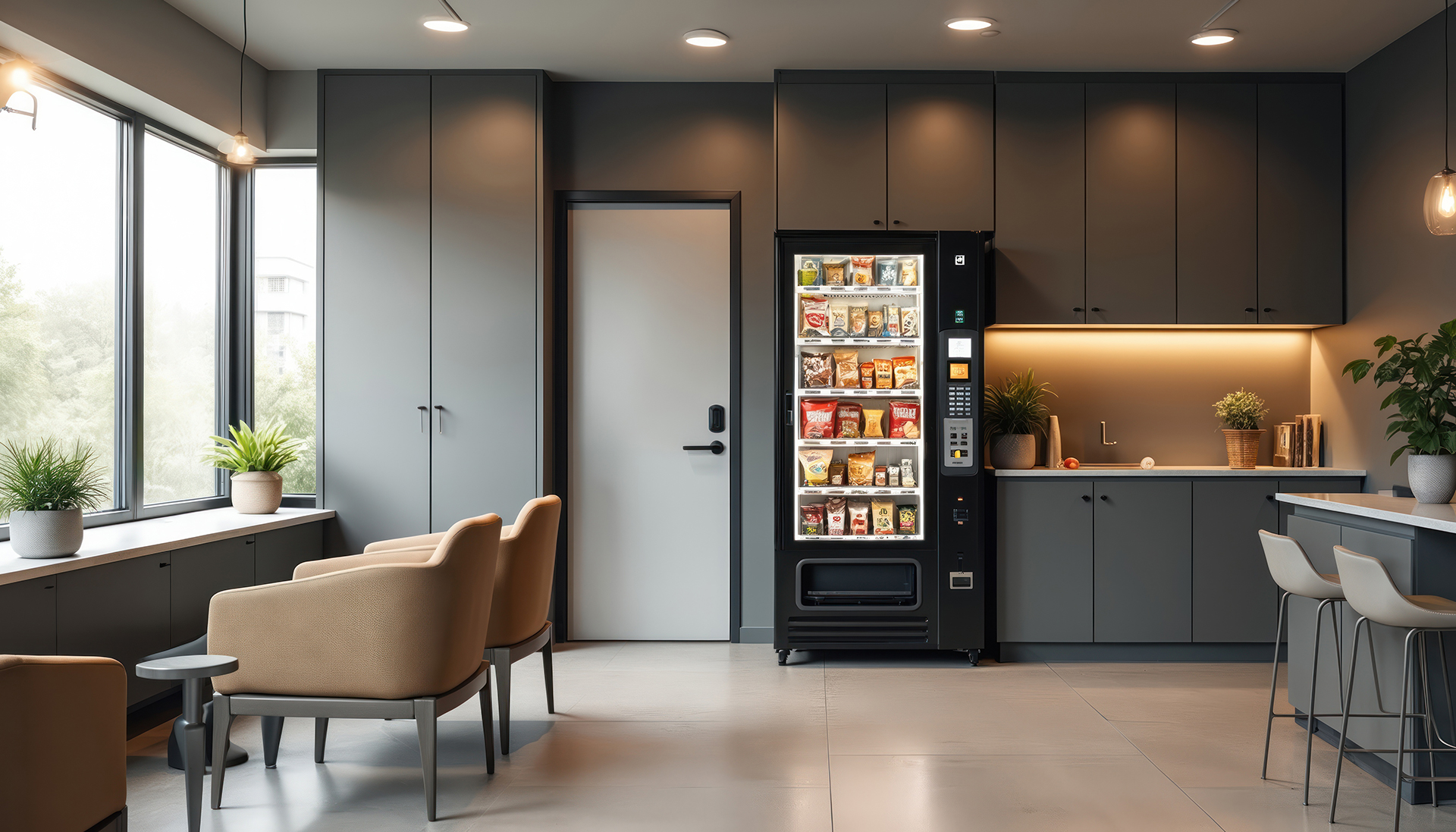 Vending machines in a sleek office setting