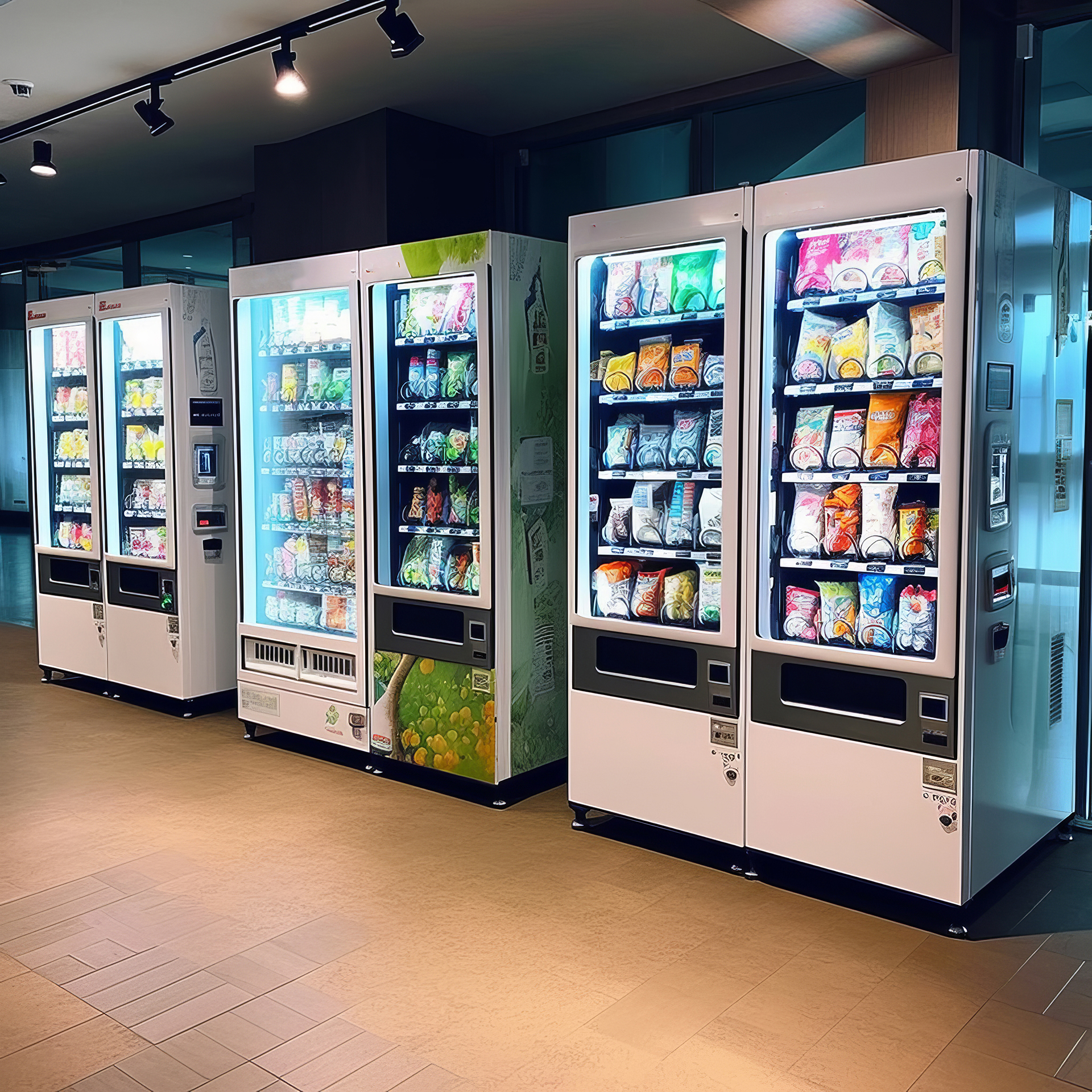Three vending machines side by side