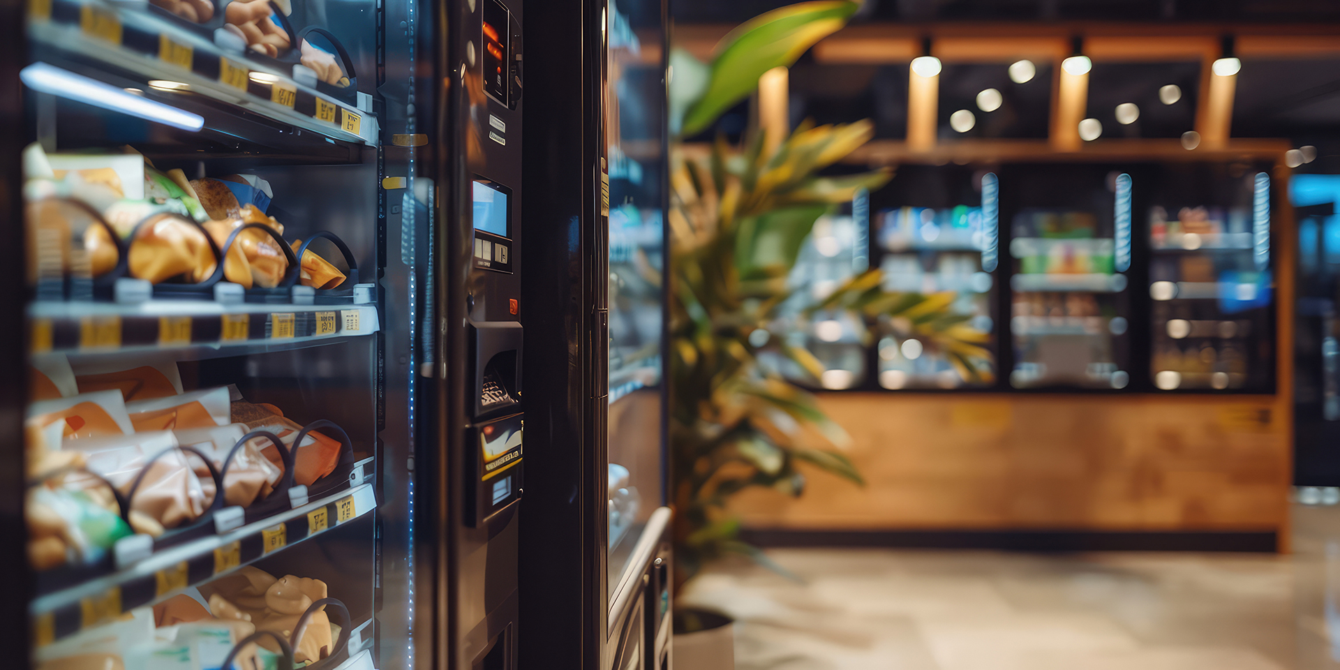 Vending machines in an open concept micro market